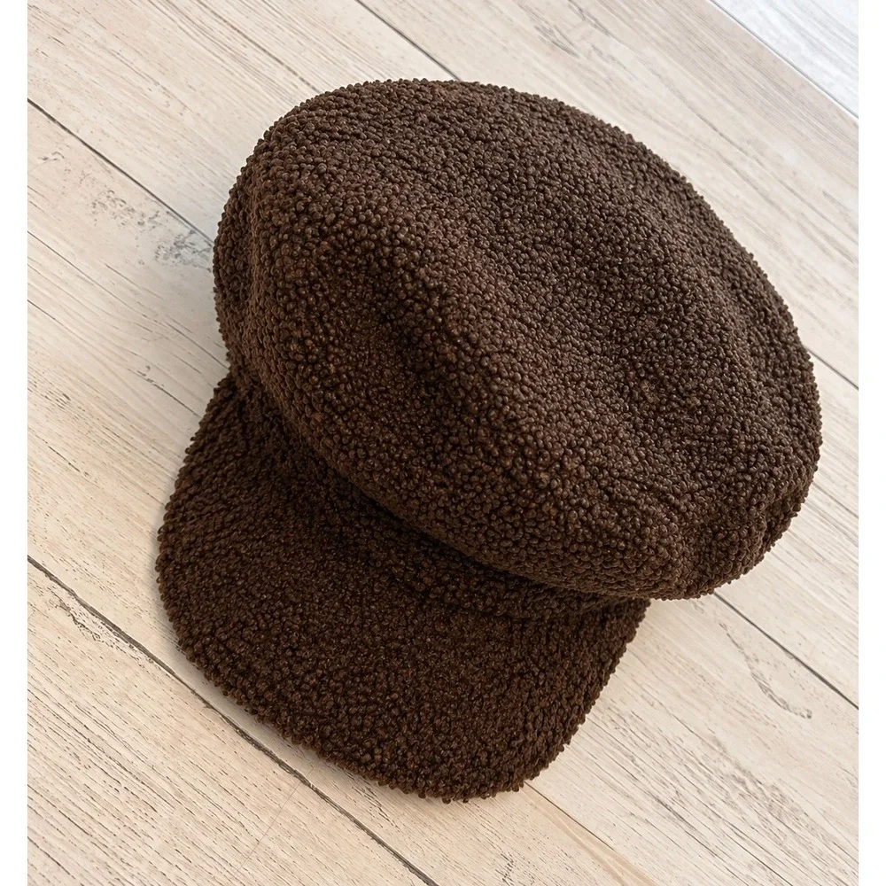 Sonoma Goods For Life Brown Sherpa Fleece Newsboy Baker Boy Cap Fall/Winter Hat